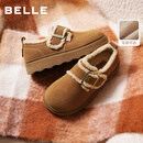 百丽（Belle）复古毛边雪地靴女冬季新款商场款舒适毛毛鞋勃肯鞋E5N1DDM5 棕色 37