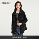 珂莱蒂尔商场同款2025秋新款气质收腰显瘦连帽风衣外套女 黑色 2XL