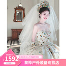 OEMG婚纱新娘主纱修身法式高端抹胸白色婚纱礼服新娘2025新款高级质感 白色齐地婚纱+4米头纱 【送运费险】 XL