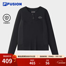 FILA FUSION斐乐潮牌赵露思同款女子长袖上衣2025冬新款简约修身长T 正黑色-BK M 165/84A/M