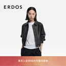 ERDOS 26早春翻领微廓型机车风nappa软羊皮女皮衣外套 黑 M 165/84A