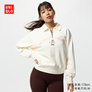 优衣库女装男女同款亲子UT泡泡玛特半拉链卫衣长袖运动衫479963 01 乳白色 M /160/84A