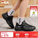 FILA 斐乐官方男鞋FLUID 7老爹鞋2026春季新款猫爪7代休闲鞋运动鞋 黑/太空银-BS 42