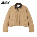 江南布衣（JNBY）秋冬日常休闲短款棉衣宽松翻领O型5PBB1553H 253/茶卡其 XS