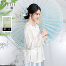 三彩【蝶影流光】2026春季新款新中式提花小衫流苏宽松盘扣C 米白色 M 160/84A