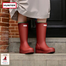 HUNTER户外露营女鞋雨鞋哑光防水鞋防滑酷玩厚底靴子女骑士靴中筒靴女 军红色/MLR 42