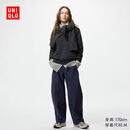 优衣库女装针织廓形长裤/弯刀镰刀裤子483722 482287 483722/69藏青色 M