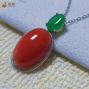 艳豪天然珊瑚吊坠A货翡翠18k金镶嵌挂坠蛋面吊坠高端珠宝送老婆礼物
