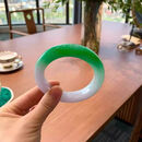 缅甸冰种翡翠白底青手镯正圈老坑a货阳绿玉手镯女款玉镯子正品