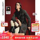 朗姿法式气质小香风收腰新年a字裙2025秋季新款高级感长袖连衣裙 黑色2 M