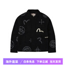 EVISU福神多重印花及海鸥刺绣加厚牛仔外套男款 牛仔黑满地 2XL