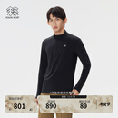 KOLON SPORT/可隆户外休闲衣 男子防风抗菌防静电拉绒半拉链长袖T恤 LHZT5WN099-BK 黑色 L 175/96A