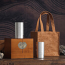 溥畔新款木盒茶叶包装盒空礼盒合金罐毛尖红茶银针通用礼盒可定制 如意-双罐