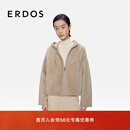 ERDOS【刘雯同款】25秋冬短款连帽拉贡皮毛一体两穿女皮衣外套 大地驼 S 160/80A