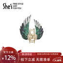 She's茜子发饰情人鸟刺绣羽翼抓夹后脑勺盘发鲨鱼夹圣诞礼物送女友