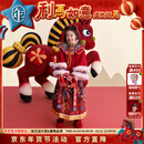 年衣【董璇同款】女童汉服套装冬季新款中式马面裙加绒盛世跃马汉服 年衣红 130