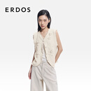 ERDOS 26早春圆领装饰翻花手钩立体花朵装饰针织女开背心外套 白 M 165/84A