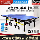 双鱼（DOUBLE FISH） 乒乓球桌室内可折叠移动式乒乓球台家用训练比赛标准乒乓球案子 226B-蓝面22MM