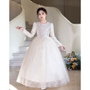 汉佺女童晚礼服秋冬2025新款高端花童公主裙主持人儿童钢琴演奏女长袖