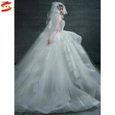 OEMG婚纱2025新款新娘主纱拖尾小个子小众出门纱气质抹胸简约显瘦白色 拖尾 M