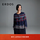 ERDOS 25秋冬圆领虚提复古费尔岛休闲百搭女开衫羊绒衫 午夜蓝 M 165/84A
