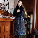 玺玥【梦幻星河】非遗织金宋锦唐装长外套 新中式高端气质棉大衣 黑色 （可拆御狐狸毛领） L 体重115-130