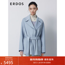 ERDOS 翻领落肩袖系带双面毛呢宽松大衣女羊绒大衣 晨雾蓝 160/84A/M