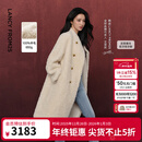 朗姿【王楚然同款 羊毛卷】羊毛设计感仿皮草大衣2025年冬季新款 米白色 S