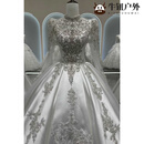 TLXT婚纱新娘主纱拖尾长袖缎面婚纱2025新款新娘主纱高级质感重工小个 拖尾款（送八件套） 2XL