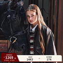 Teenie Weenie小熊女装皮衣26春季新款复古水洗仿皮革翻领保暖外套 棕色 S