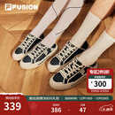 斐乐（FILA）FUSION斐乐潮牌WALLRIDE女鞋一脚蹬帆布鞋夏新款板鞋休闲鞋 黑/奶白-BG 38