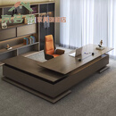 京多梦轻奢老板桌总裁办公桌文件柜总经理室大班台简约现代桌椅组合 2.4米双柜旗舰版带导轨带灯带指纹锁