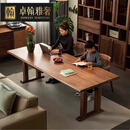 卓翰雅奢北美黑胡桃木电动升降桌客厅站立办公长书桌可升降北欧餐桌工作台 2.2m 黑胡桃木升降单桌