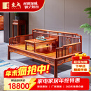 东成红木家具缅甸花梨（学名：大果紫檀）罗汉床新古典中式实木卧室休闲仿古罗汉榻家具贵妃踏 香茗罗汉床197x99x89cm高