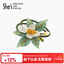 She's梵高玫瑰叠花刺绣发绳高档橡皮筋头绳轻奢发圈新年节礼物送女友