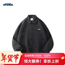 熊猫·本（ben.panda）【蒲熠星同款】夹克男外套新款工装棉服男潮流ins教练服休闲棉衣 黑色（字母刺绣款） L