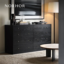NORHOR北欧表情/素住实木8斗柜/北欧表情日式中古橡木卧室收纳边柜G 【现货】黑色1.6m