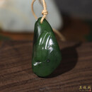 玉蘇周现货玉苏周26.1克新疆和田玉籽料碧玉雕刻节节高升竹节玉吊坠挂件