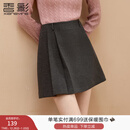 香影格雷系a字半身裙女2025冬季新款遮胯压褶高腰百褶学院风短裙 深灰 M 160/64A/95-110斤