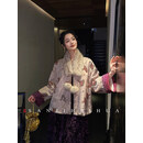 三吉黑花【吉扇】新中式珠绣提花人丝棉服外套女装冬季今年流行潮 香槟(内里100羊毛絮片) S