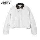 江南布衣（JNBY）秋冬日常休闲短款棉衣宽松翻领O型5PBB1553H 126/灰白 S