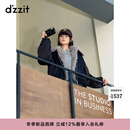 DZZIT地素棉服2025冬季新款摩登可拆卸假毛领外套夹克女3J4H3081A 黑色 S