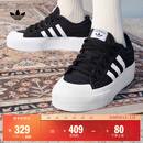 adidas NIZZA PLATFORM厚底增高运动帆布鞋男女阿迪达斯三叶草 一号黑/白   37