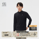 KOLON SPORT/可隆户外长袖T恤 男士仿羊驼质感半拉链长袖T恤 LHZT5WN097-BK 黑色 XL 180/100A