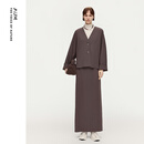 噢姆（AUM）【轻松套装】2026年春季新款时尚连袖V领复古短款外套半身裙女 咖色上装 S