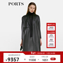 PORTS宝姿秋冬新品女装长袖中长皮衣LM9U006NZS009 PICANTE S