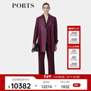 PORTS宝姿秋冬新款女装温莎酒红皮质夹克大衣LP9U007SZS004 温莎红 S