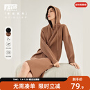 对白气质高级长袖针织连衣裙女秋秋新款宽松法式慵懒显瘦黑色裙子 奶油卡其 S