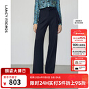 朗姿新款气质高腰显瘦通勤职业阔腿西装裤直筒春季新款长裤西裤女 暮色藏蓝色 L