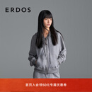 ERDOS【精密针织】25秋冬圆机上衣双开拉链运动短外套女连帽卫衣 玛瑙灰 S 160/80A